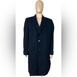 Men's VTG Black Cashmere Trench Coat Sz XL / 48”Chest & 44” Length Awesome!